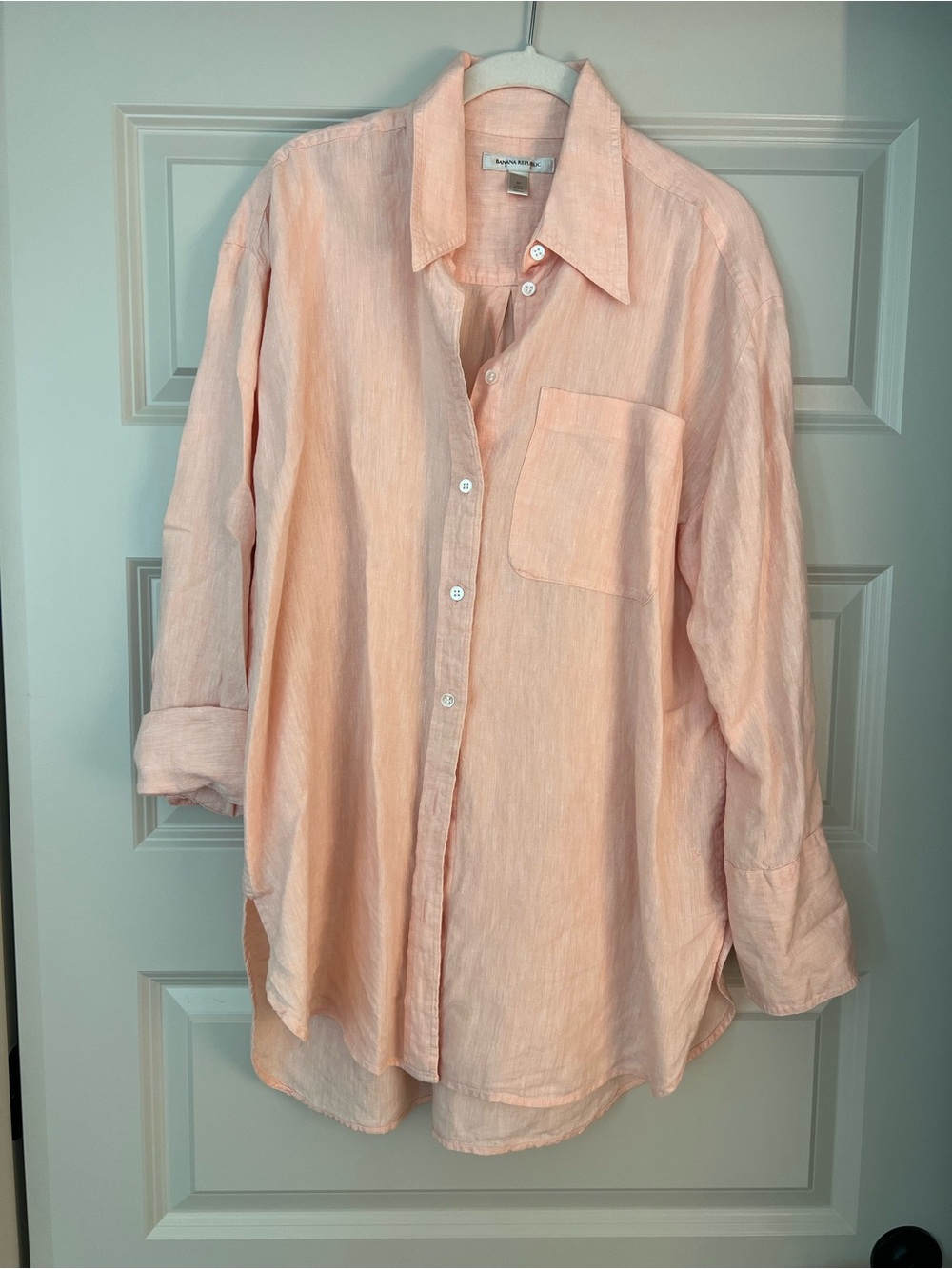 Banana Republic Peach Linen Button-Up Shirt
